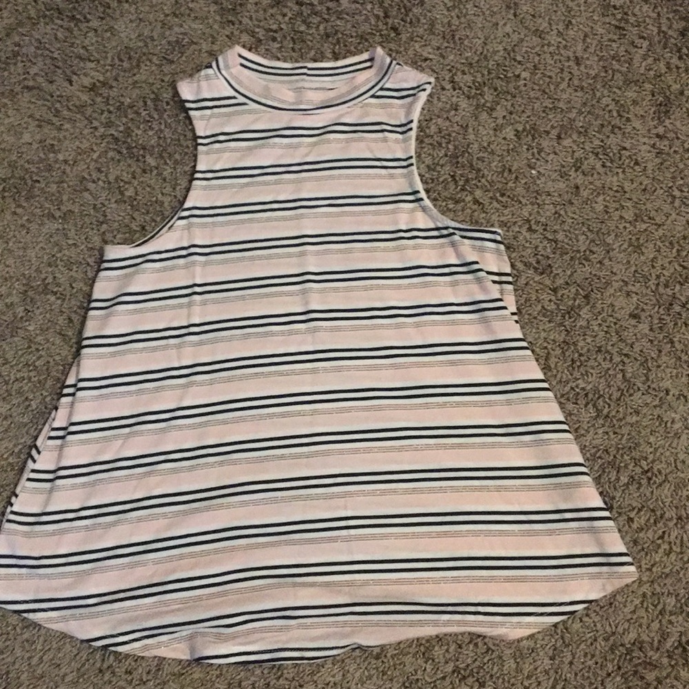 pink and white striped tank top